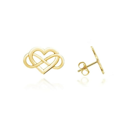Yellow Gold Infinity Heart Stud Earrings (10K)