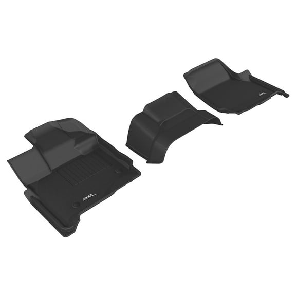 3D MAXpider Front Row Custom Fit All-Weather Floor Mat for Select Ford F-150 SuperCab 2015-2023 Models - Kagu Rubber (Black)