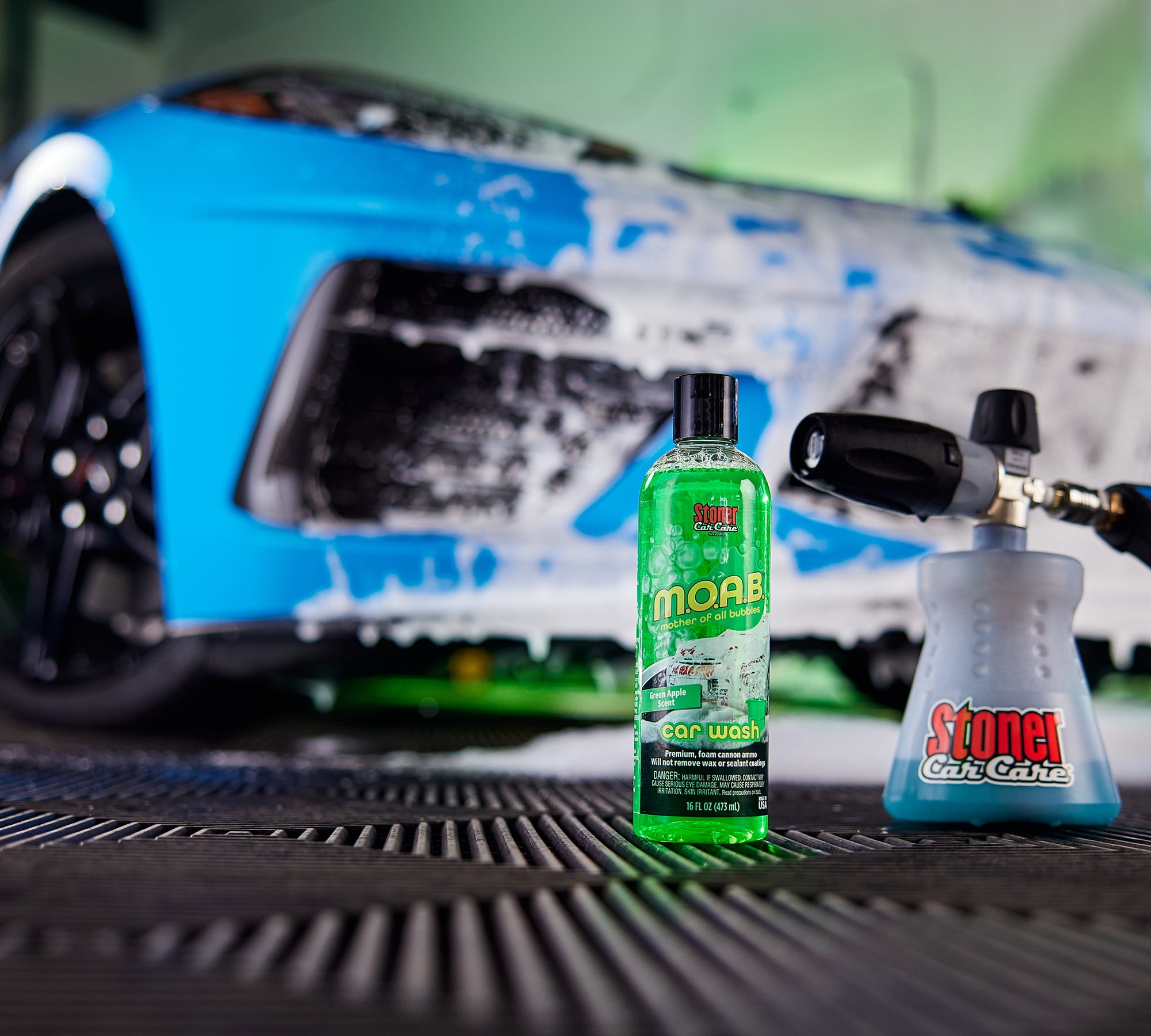 Stoner Car Care 91604-6PK Mother Of All Bubbles M.O.A.B. Scented High Foaming Car Wash For Foam Cannons, Foam Guns, or Bucket Washes, Safe on Wax and Sealant Coating, Green Apple, 16 Fl Oz, Pack of 6