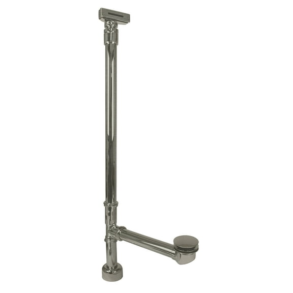 Westbrass 22" 17 ga. Fully Finished Tip-Toe Drain Bathtub Waste Assembly with Linear Ball Joint Overflow, Satin Nickel