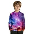 thumbnail image 3 of ZXLBBD Girls Galaxy Print Hooded Sweatshirts Soft Long Sleeve Pullover with Front Pockets for Kids Outerwear Versatile Trendy Casual Dailywear, 3 of 7