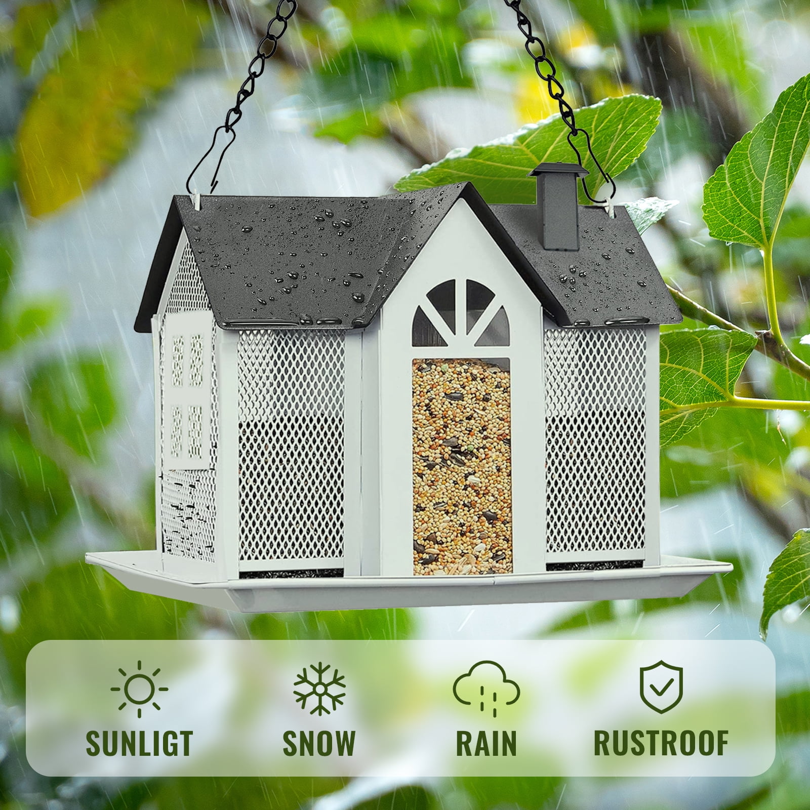 Bird Feeder for Outdoors Squirrel Proof, Hanging Bird House, Wild Bird Feeders for Outside, Large Metal Bird Feeder, Great for Attracting Wild Birds Humming