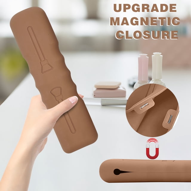 Xihbxyly Portabrochas de Maquillaje Suave, Organizador de Viaje con Cierre Magnético, Caja Lavable para Brochas, Bolso de Moda Portátil, Accesorio Esencial para Adictos a La Belleza, Accesorio para L