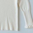 thumbnail image 5 of WAVSUF Kids Girls Knitted Sweater, Long Sleeve Soft Comfort Ruffle Mock Neck Winter Base Casual Undershirts Beige 1, 5 of 6