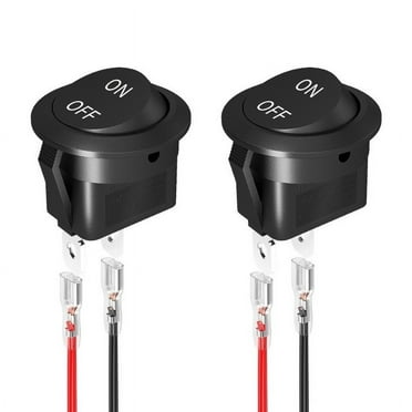 2x Black Round Circle Rocker Switch ON/OFF Label Pre-Wired General Universal