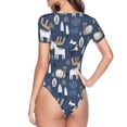 thumbnail image 4 of Daiia Forest Elk print Women's Crew Neck Short Sleeve Bodysuit Fashion Tops Fit Casual Basic Extender Bodysuit-XX-Large, 4 of 9