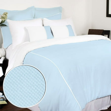 Spa Piqué Duvet Cover Set - Full / Queen, Mineral Blue