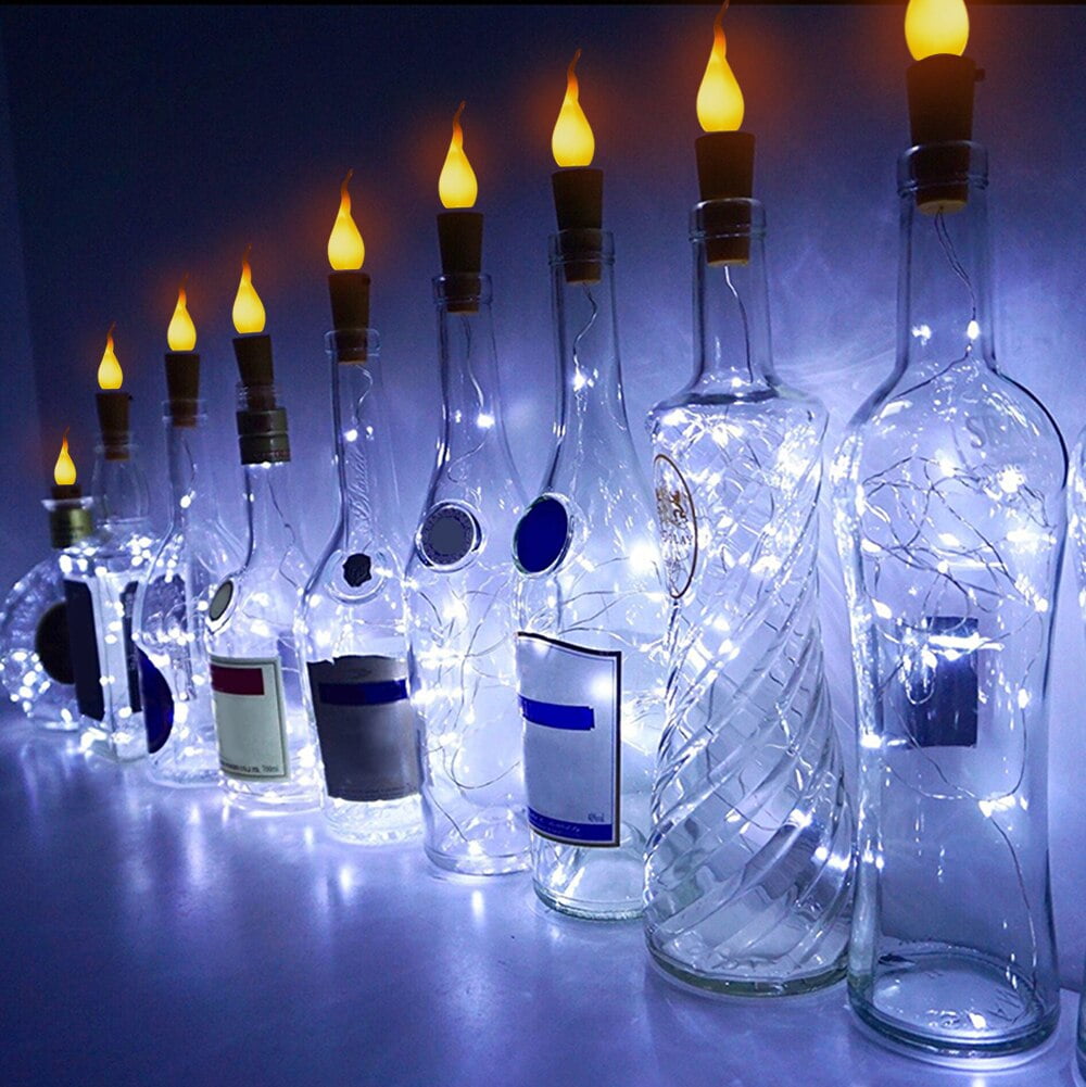 MeAddHome 6PACK FlameEffect Candle Wine Bottles String Lights 2M