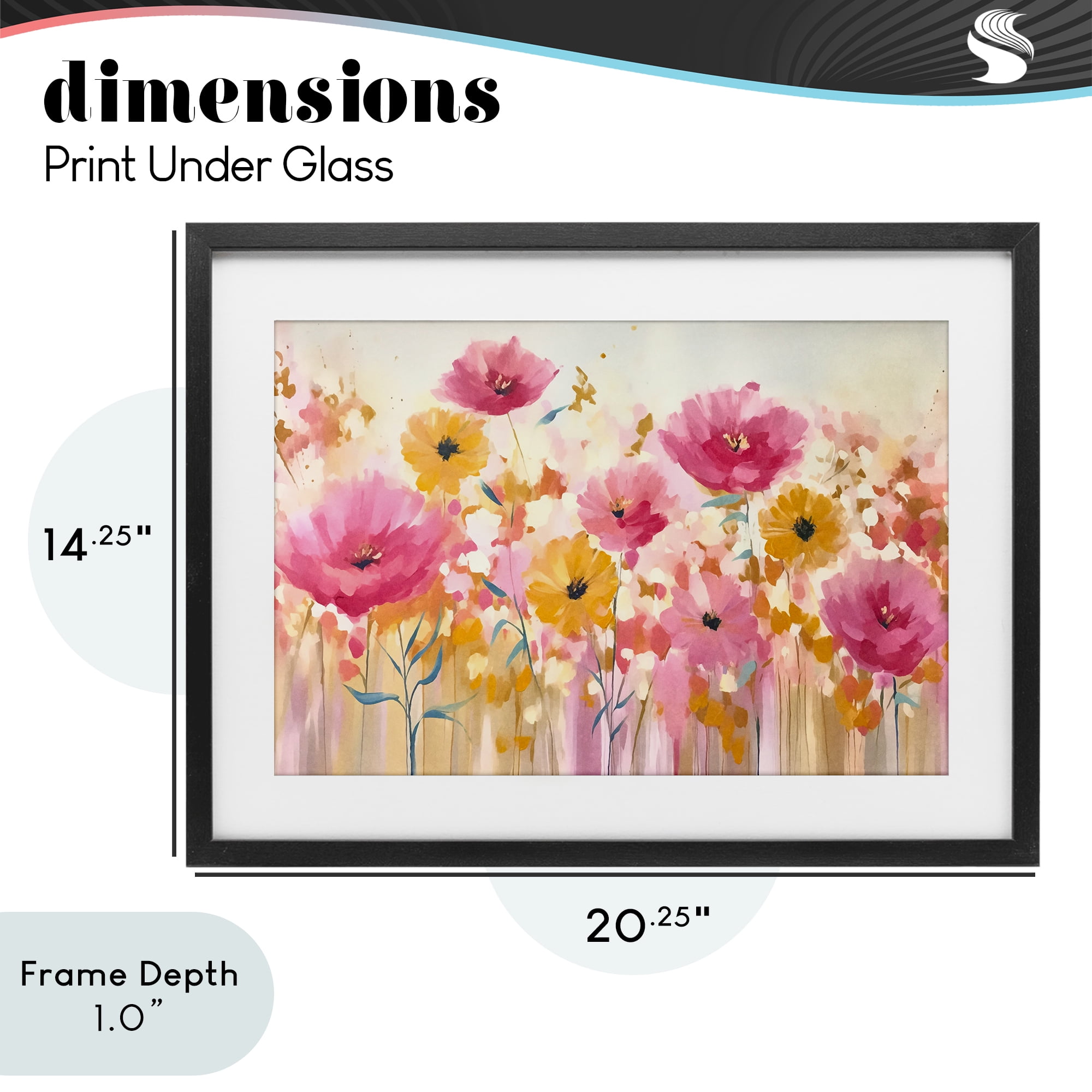 Stupell Industries Blooming Whimsy Pink & Yellow Black Framed Print Under Glass, design by Andrea Haase