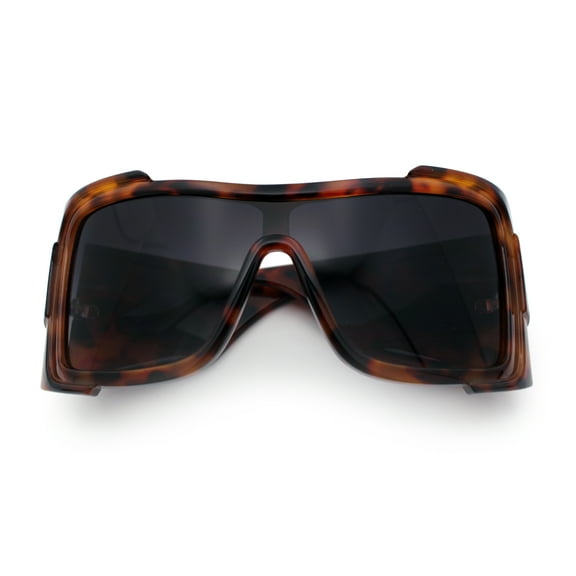 XXL Curved Wrap Around Rectangular Thick Arm Sport Plastic Sunglasses