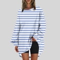 thumbnail image 1 of RXIRUCGD Womens Oversized Crewneck Sweatshirt Printed Long Sleeve Tunic Tops, Blue, Size: S, 1 of 5