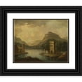 thumbnail image 1 of Johann Christoph von Bemmel 14x12 Black Ornate Wood Framed Double Matted Museum Art Print Titled: Romantic Landscape with Architecture, 1 of 5