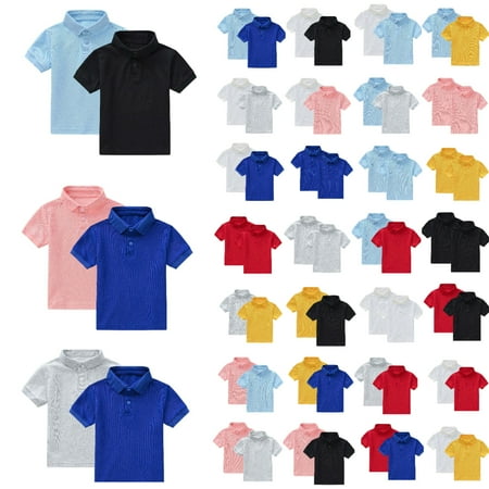 HOMADLES Boy s 2-Pack School Uniform T Shirts Boys Pique Polo Shirt Summer Lapel Lightweight Tee Button Closure A Pink 3 T