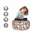 thumbnail image 2 of Donut Storage Toy Bag Chair, Rhythmic Colorful Tasty Delicious Bakery Sprinkles Cartoon Motif on Plain Backdrop, Stuffed Animal Organizer Washable Bag, Small Size, Multicolor, by Ambesonne, 2 of 3