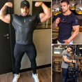 thumbnail image 4 of Fashion Mens Slim Fit T Shirt Designer Short Sleeve Muscle Fit Curved Hem Gym Tee Top, 4 of 5