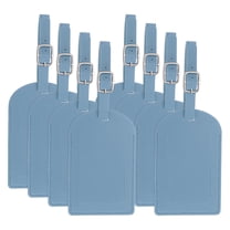 Uxcell Leather Luggage Tag Top-Open, 8 Pcs Luggage Tags Pu Bag Label for Suitcases Airplane Travel Essentials, Haze Blue