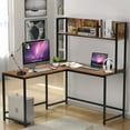 thumbnail image 3 of Costway Industrial L-Shaped Desk w/Hutch Bookshelf 55'' Corner Computer Desk Gaming Table, 3 of 10
