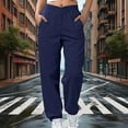 thumbnail image 2 of Criss Cross High Waisted Sweatpants Women Baggy Stretchy Gym Active Athletic Joggers Straight Legs Casual Fall Winter Pants Navy 2XL, 2 of 8