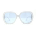 thumbnail image 2 of Minimalistic Thick Plastic Large Round Mod Sunglasses White Blue, 2 of 4