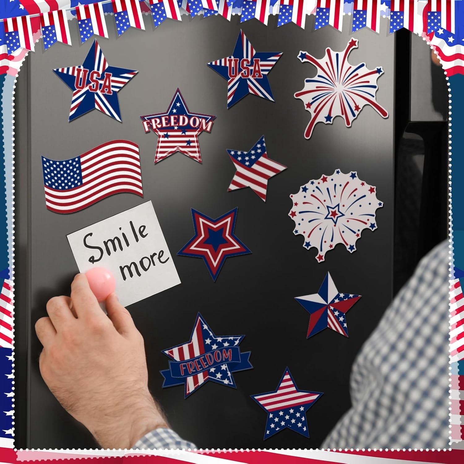 GBBG 30 Pcs 4th of July Garage Door Magnet 250th Anniversary Memorial Day Garage Door Decoration Patriotic Red Blue White USA Flag Magnet Independence Day Decal for Refrigerator Car Party(USA)