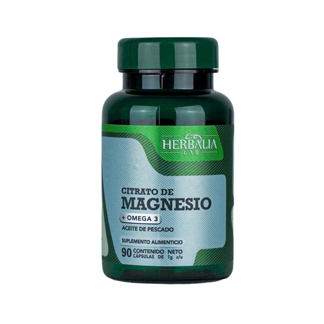 Citrato de Magnesio con Omega 3 Herbalia Lab Ultra Absorbente Apoyo Muscular y Cognitivo 90 Cápsulas