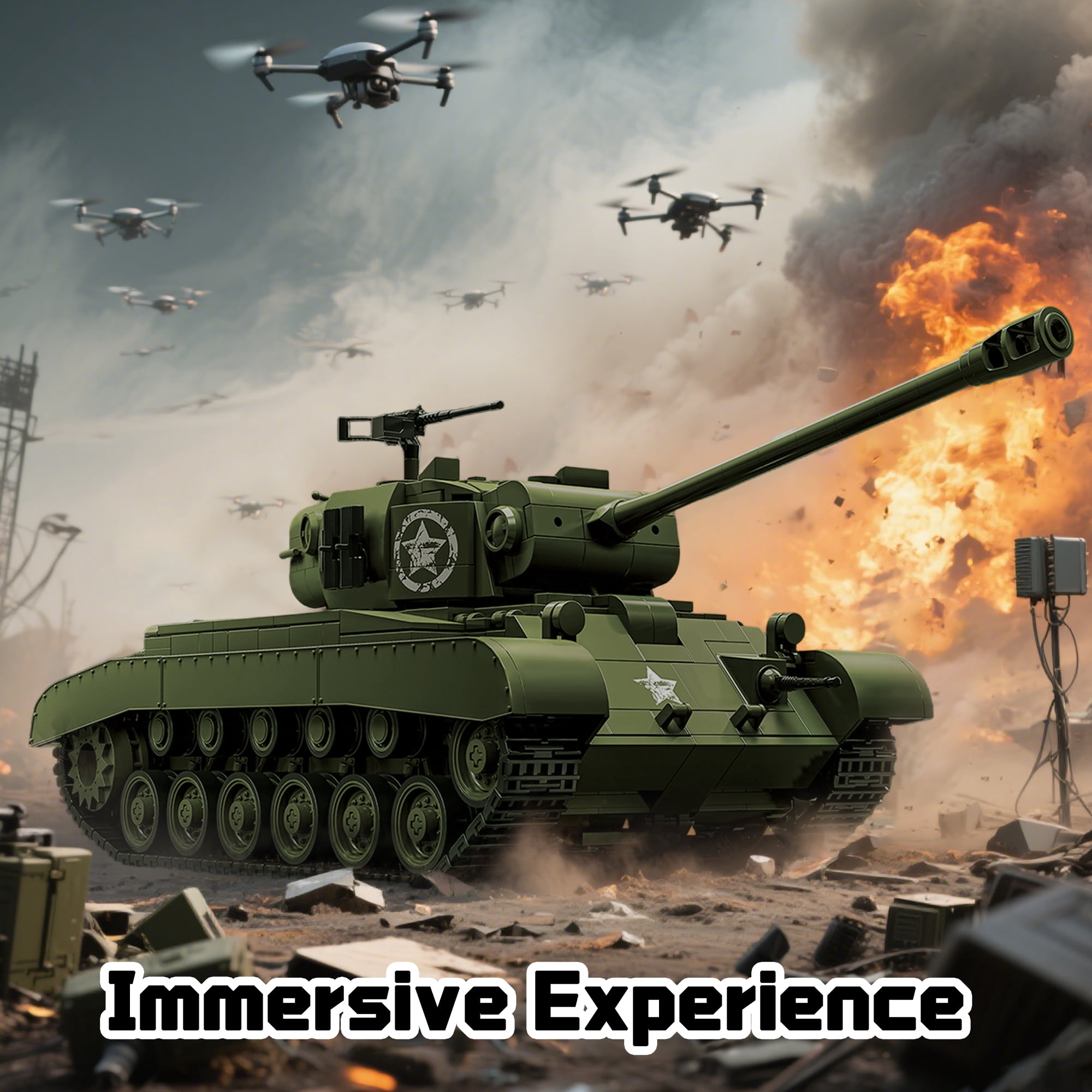 GZBrick WWII US Army M26 Pershing Tank Building Sets Military Toy for Adults Boy Compatible with Lego 1703PCS