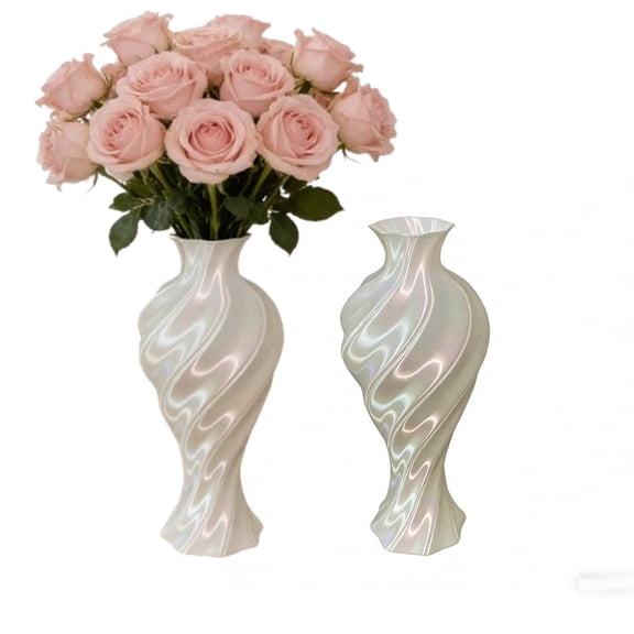 Fmxomd 2Pack White Flower Vases Bulk, 7 Modern Style Vases, Plastic Bud Vase, Tall Conic Floral Vase for Centerpieces Bouquet Home Decor Wedding Party Dinner Table, White