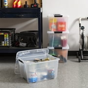 IRIS 32 Qt. Plastic Storage Bins with Lids, Stackable Storage Containers, Totes, 4 Pack