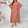 thumbnail image 2 of Abaya pour Femmes Ensemble Trois Pièces Musulman Robe de Prière Islamique Ouverte à l'Avant Cardigan Maxi Fluide Chemise à Manches Courtes et Jupe, 2 of 3