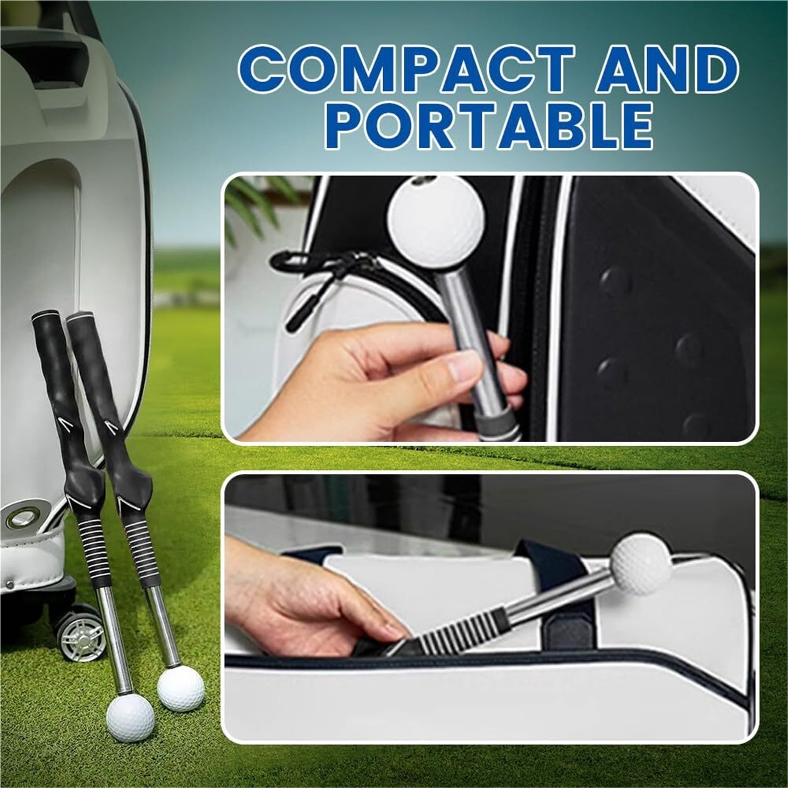Retractable Golf Swing Training Aid, 2025 New Golf Grip Trainer Attachment Golf Swing Practice Stick for Improving Hitting Strength & Tempo