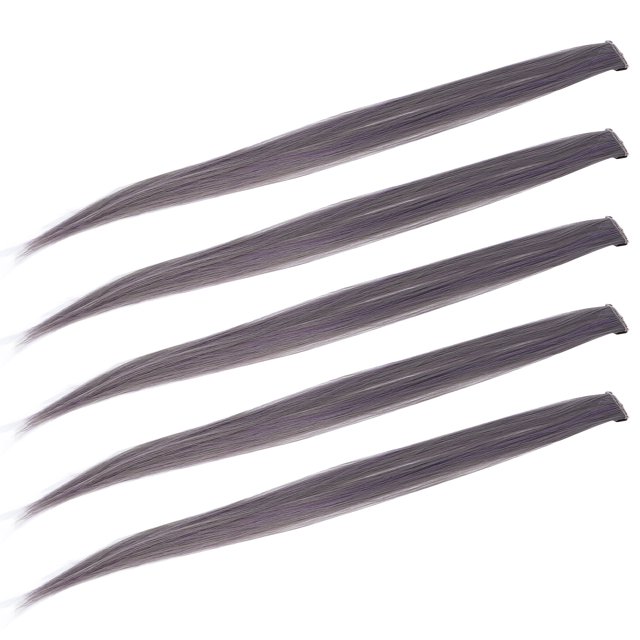 Clip Para El Cabello, Peluca De Pelo Largo Y Recto, Color Natural, Peluca Con Orejas Colgantes, Rosa, 5 Piezas Para Cosplay Para Fiestas Para Mujeres OTVIAP azul grisáceo