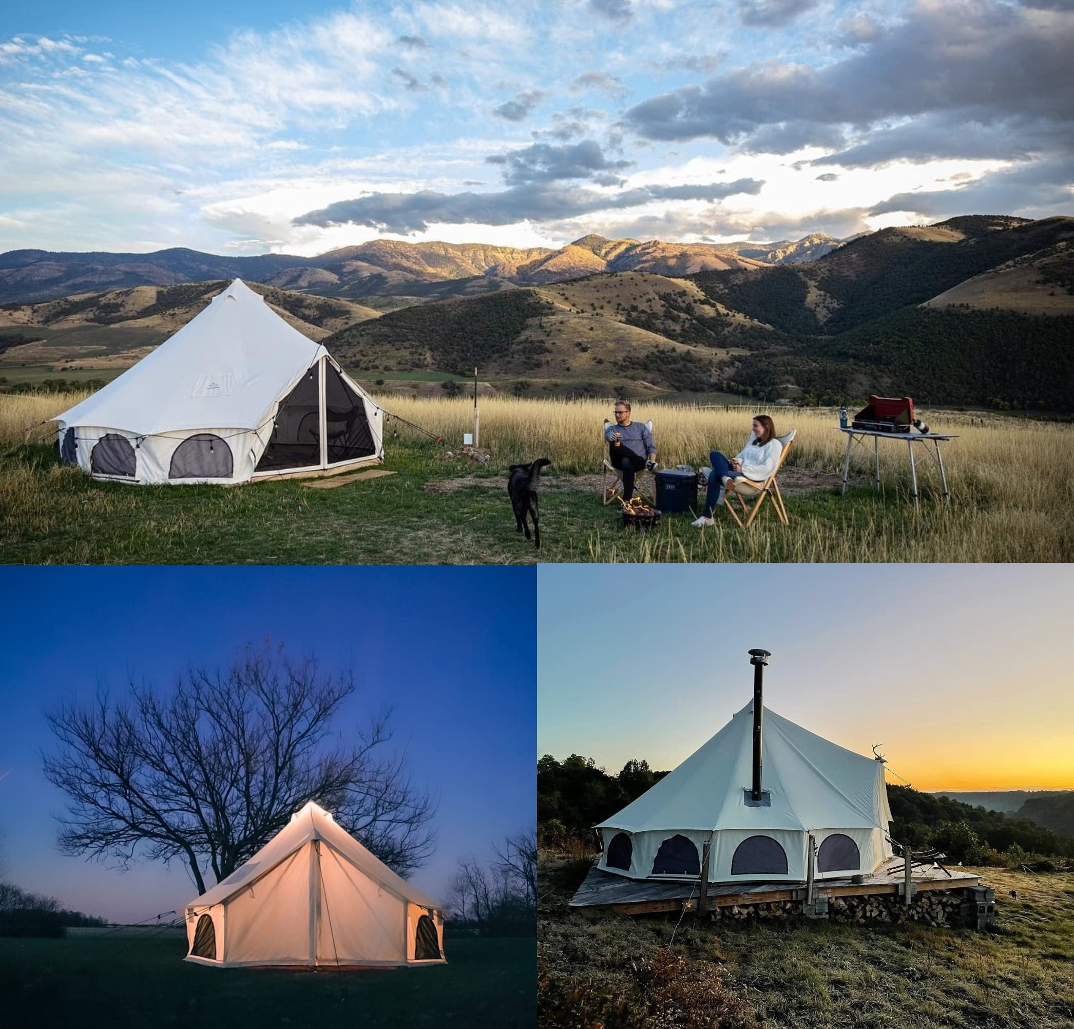 WHITEDUCK Avalon Canvas Bell Tent - Luxury All Season Tent for Camping & Glamping Made from Premium & Breathable 100% Cotton Canvas w/Stove Jack, Mesh (16' (5M), Fire Water Repellent)