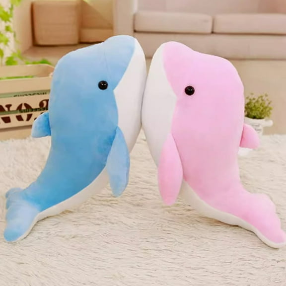 15.7 Inch 40CM Realistic Dolphin Plush Toy - Soft Pink & Blue Stuffed Animal, Polyester Simulation Cloth Doll for Boys & Girls, Birthday Gift 330g