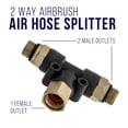 thumbnail image 3 of Master Airbrush 2-Way Air Hose Splitter Manifold - 1/8" BSP Fittings; 2 Male Air Outlets and 1 Female Air Inlet, 3 of 5