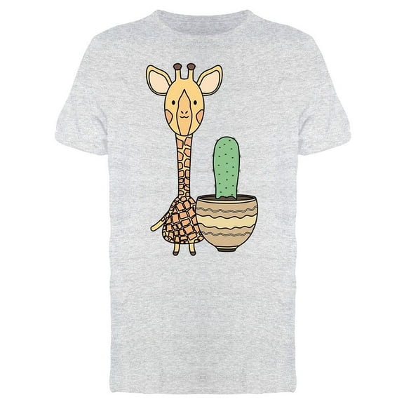 Ceramic Pot Cactus Giraffe Draw Tee Men's -Image by Shutterstock
