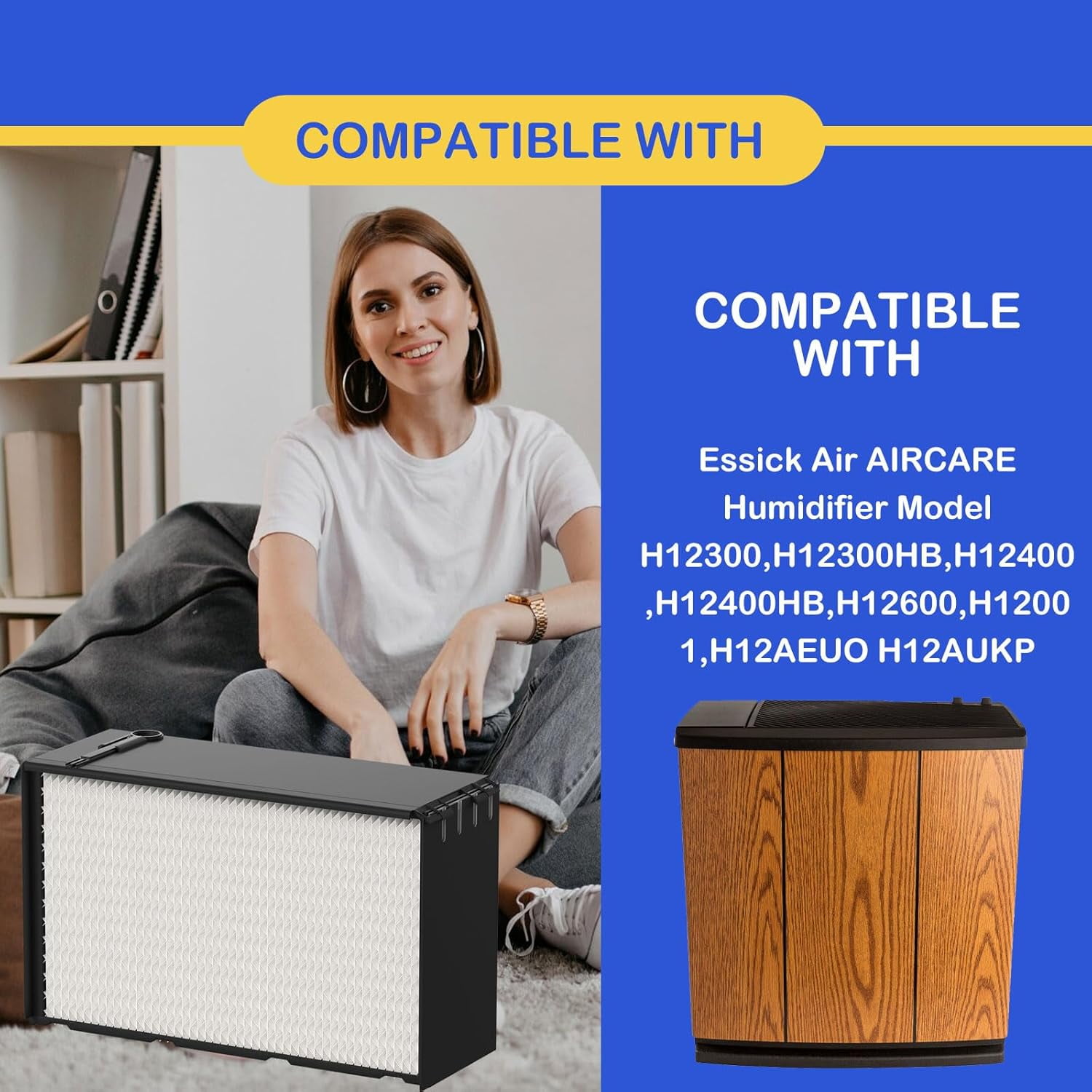 2 Pack 1045 Super Wick Filters Replacement, Compatible with Essick Air AIRCARE Humidifier Model H12300 H12300HB H12400 H12400HB H12600 H12001 H12AEUO H12AUKP Series Humidifiers