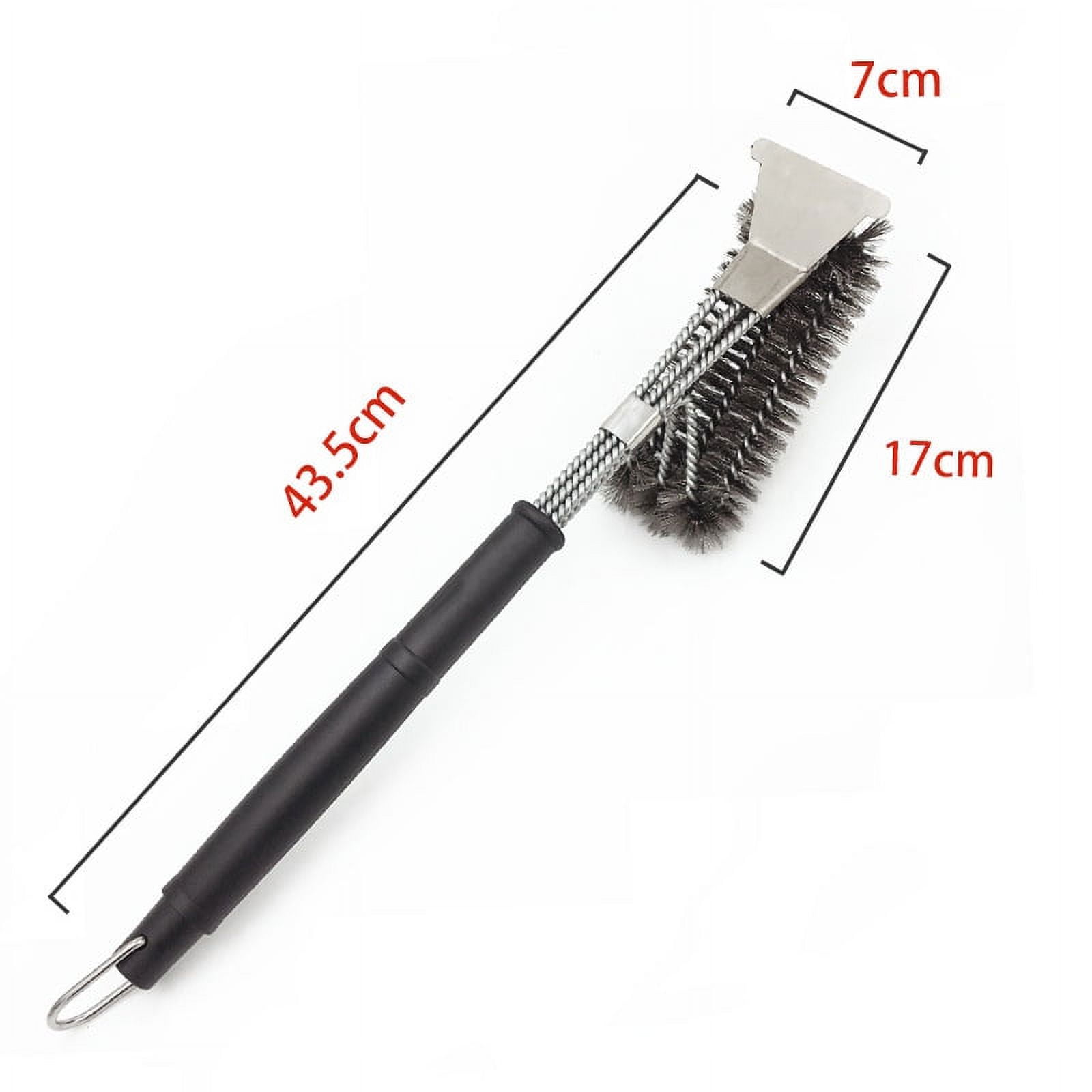Elk Grill Brush and Scraper BBQ Brush Set, Safe 17 Stainless Steel Woven Wire 3 in 1 Bristle Grill Cleaning Brush for Weber and All Gas/Charcoal