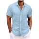 thumbnail image 2 of Blusa y camisa de manga corta con cuello vuelto para hombre, informal, de color liso, a cuadros, con botones, de manga corta, con cuello vuelto, blusas de poliéster para hombre, 2 of 6