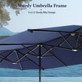 thumbnail image 3 of SUMMIT LIVING 8-Piece Outdoor Patio Dining Set with 13ft Navy Blue Patio Umbrella, 6 Textilene Outdoor Swivel Chairs & 1 Large Metal Rectangle Table, Black & Brown-Gray, 3 of 16