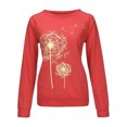 thumbnail image 1 of Camiseta Mujer Manga larga Cuello redondo Tops Poliéster Suéter deportivo Ropa con estampado informal, Rojo, S Sweethay AP003791-30, 1 of 6
