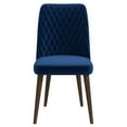 thumbnail image 5 of Noble House Harland Katie Dining Chair Set, Modern Velvet Upholstery with Solid Wood Legs, Set of 2, Blue, 5 of 7