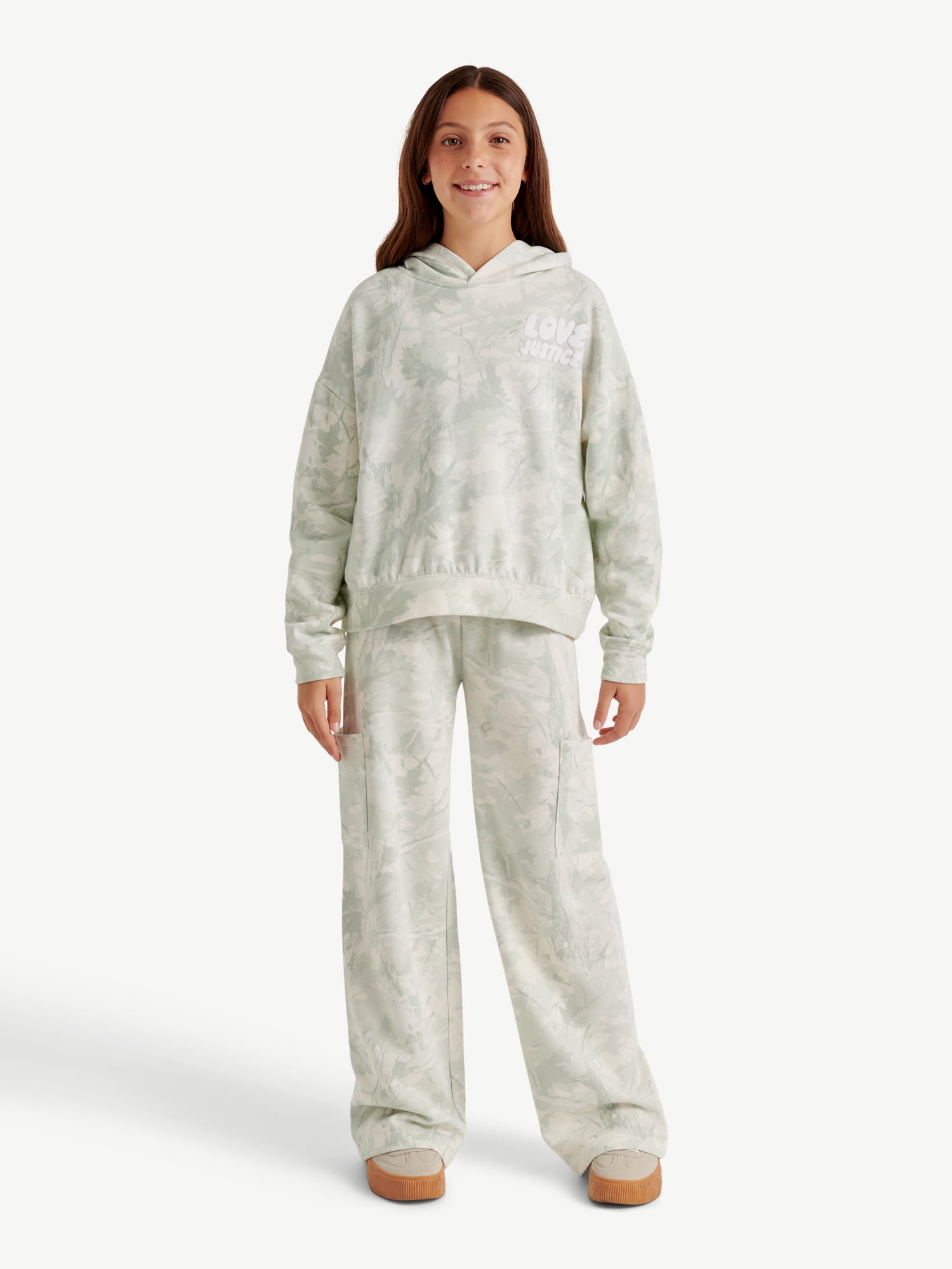Justice Girls Fleece Cargo Wide Leg Pants, Sizes XS - XLP