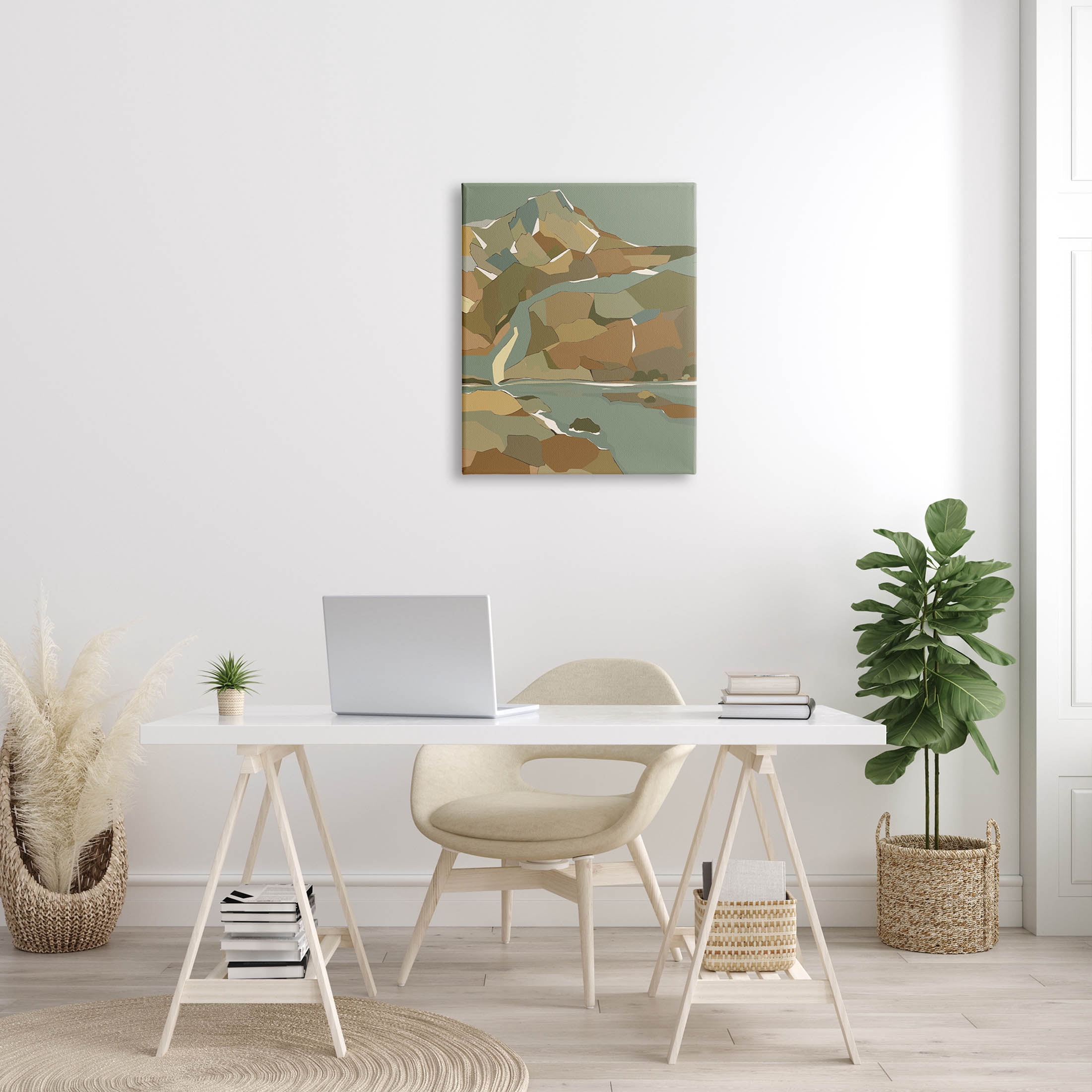 Stupell Industries Abstract Mountain River Blocked Neutrals Graphic Art Gallery Wrapped Canvas Print Wall Art, Design by Nikita Jariwala
