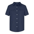 thumbnail image 5 of Wrtxtat Linen Button Down Shirts for Men Big and Tall Regular Fit Casual Summer Short Sleeve Cotton Hawaiian Beach Vacation Dress T-Shirts Tops with Pockets Z-Navy XXXL, 5 of 7