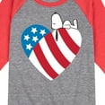 thumbnail image 3 of Peanuts - Snoopy On Flag Heart - Toddler & Youth Raglan Graphic T-Shirt, 3 of 7