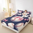 thumbnail image 3 of Castle Fairy Sport Baseball King Sheets 4pcs, Kawaii Bow Bedding, White Red Blue,1 Fitted Sheet, 1 Flat Sheet and 2 Pillowcases, 3 of 6