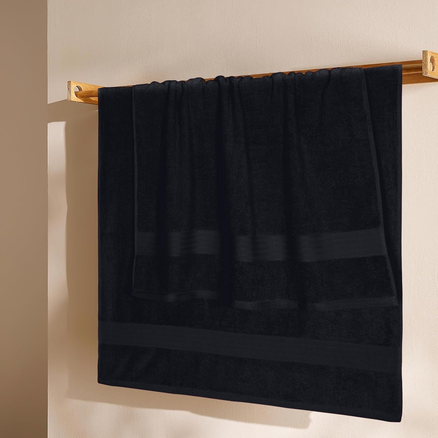 Premium Cotton 4 Pack Bath Towel Set - 100% Pure Cotton - 4 Bath Towels 27x54 - Ideal for Everyday use - Ultra Soft & Highly Absorbent - Black