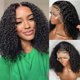 thumbnail image 1 of Peluca Curly Bob de 16 pulgadas, 200 densidades, cabello humano con encaje en la parte delantera, 1 of 7