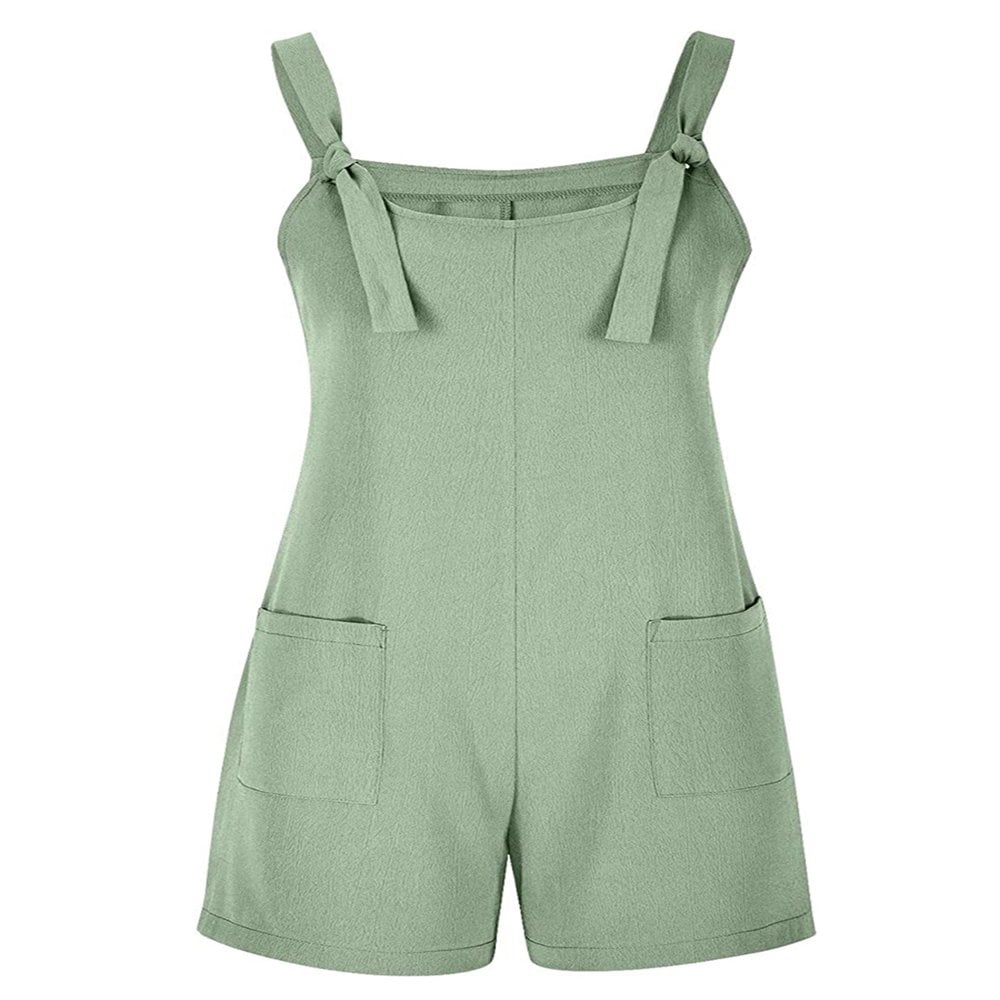 Salopette Courte Pour Femme - Bretelles Réglables - Sans Manches - Combinaison Une Pièce Légère Et Aérée - Salopette Décontractée - Combishort Baggy - Confortable - Pantalon D'été En Coton Et Lin