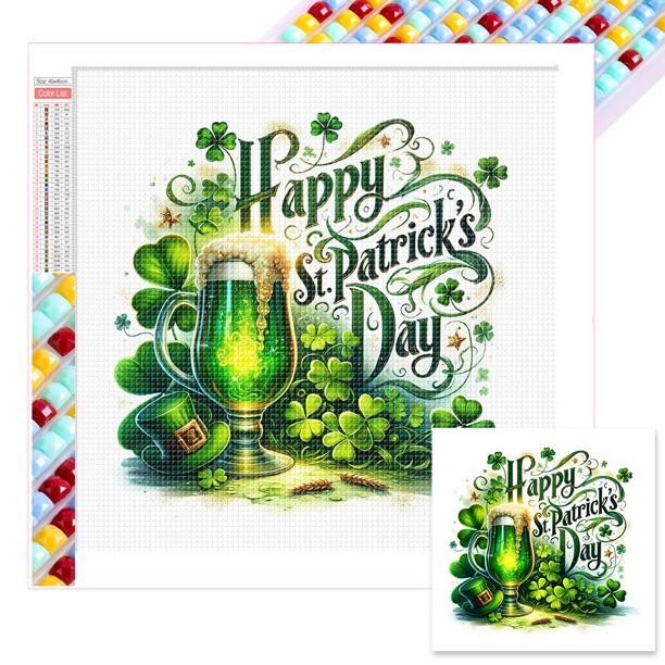 Kit 5D DIY Con Cuentas Cuadradas Completas Del Día San Patricio 45x45cm